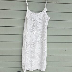 White Crochet Mini Tank Dress